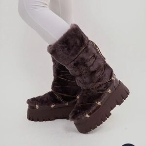 Cozy Faux Fur Lace-Up Winter Boots